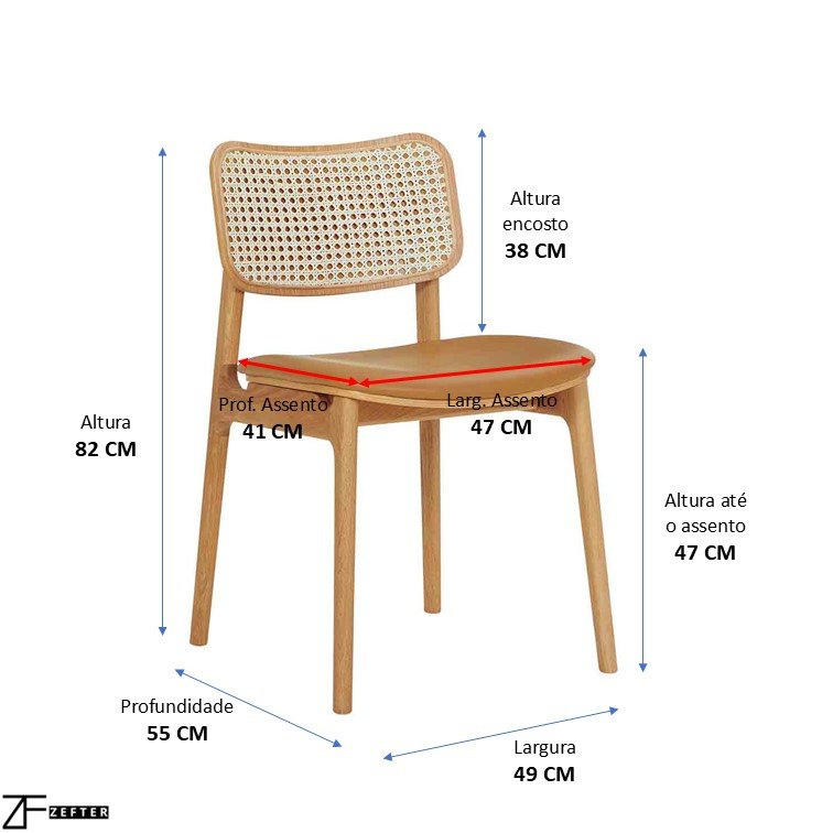 Cadeira de Jantar Colli Madeira Maciça Tela Sextavada Couro Preto