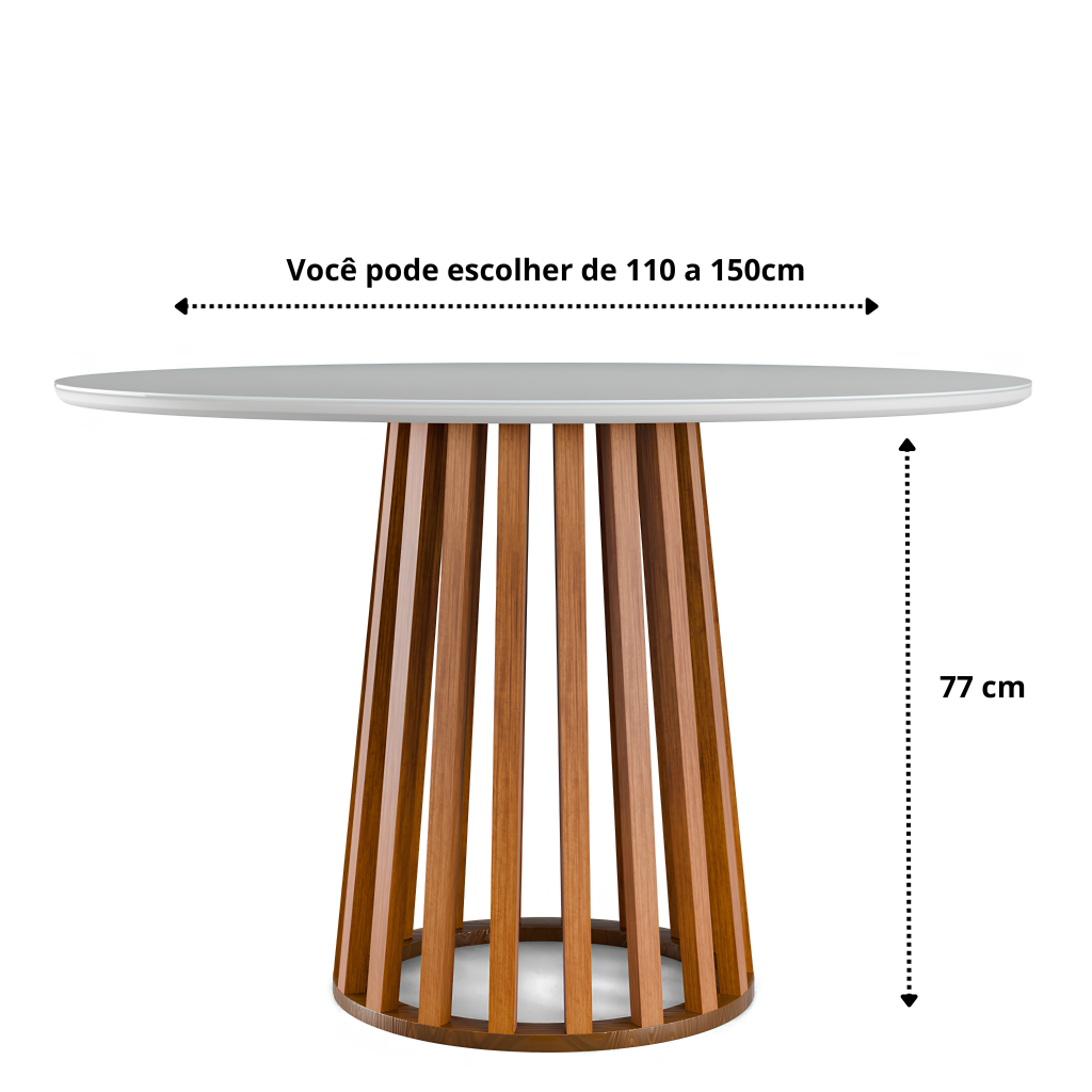 voce pode escolher de 110cm a 150cm